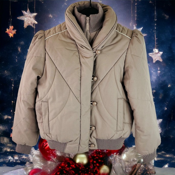 Vintage Winter Puff Shoulder Jacket by Casual Club Large - Picture 1 of 9